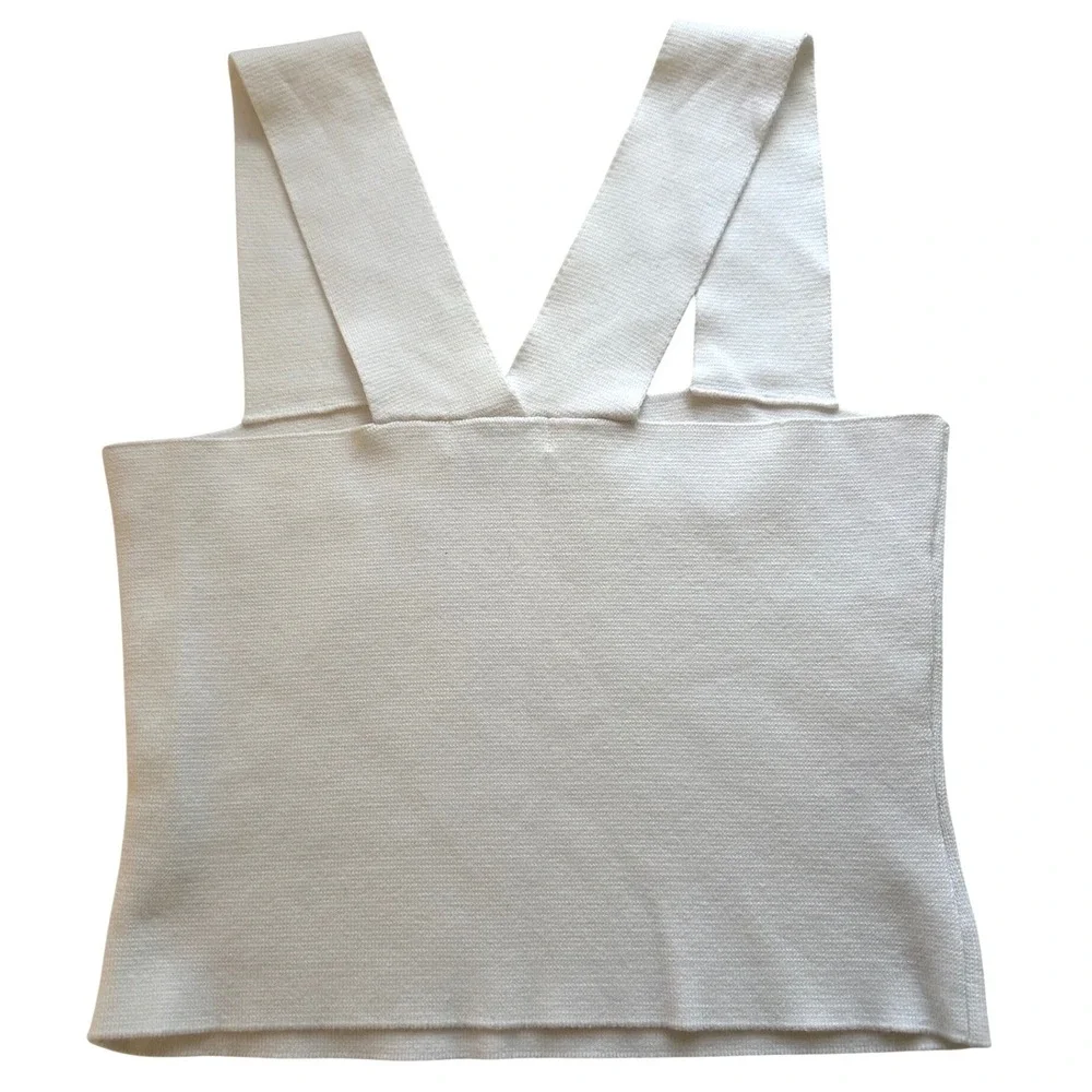 525 Ribbed Crop Tank Top Womens White Small Clean Girl Euro Summer Minimalist - Picture 3 of 6